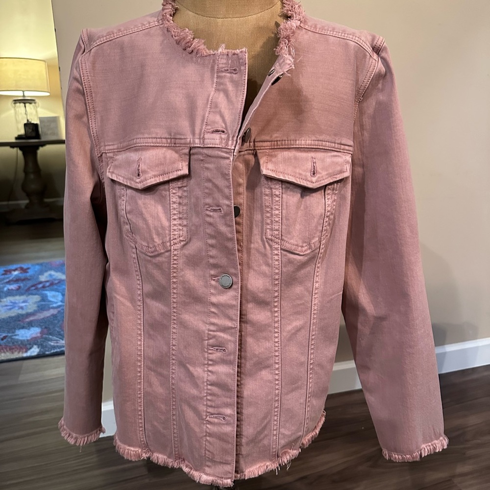 Liverpool Light Pink Frayed Jean Jacket